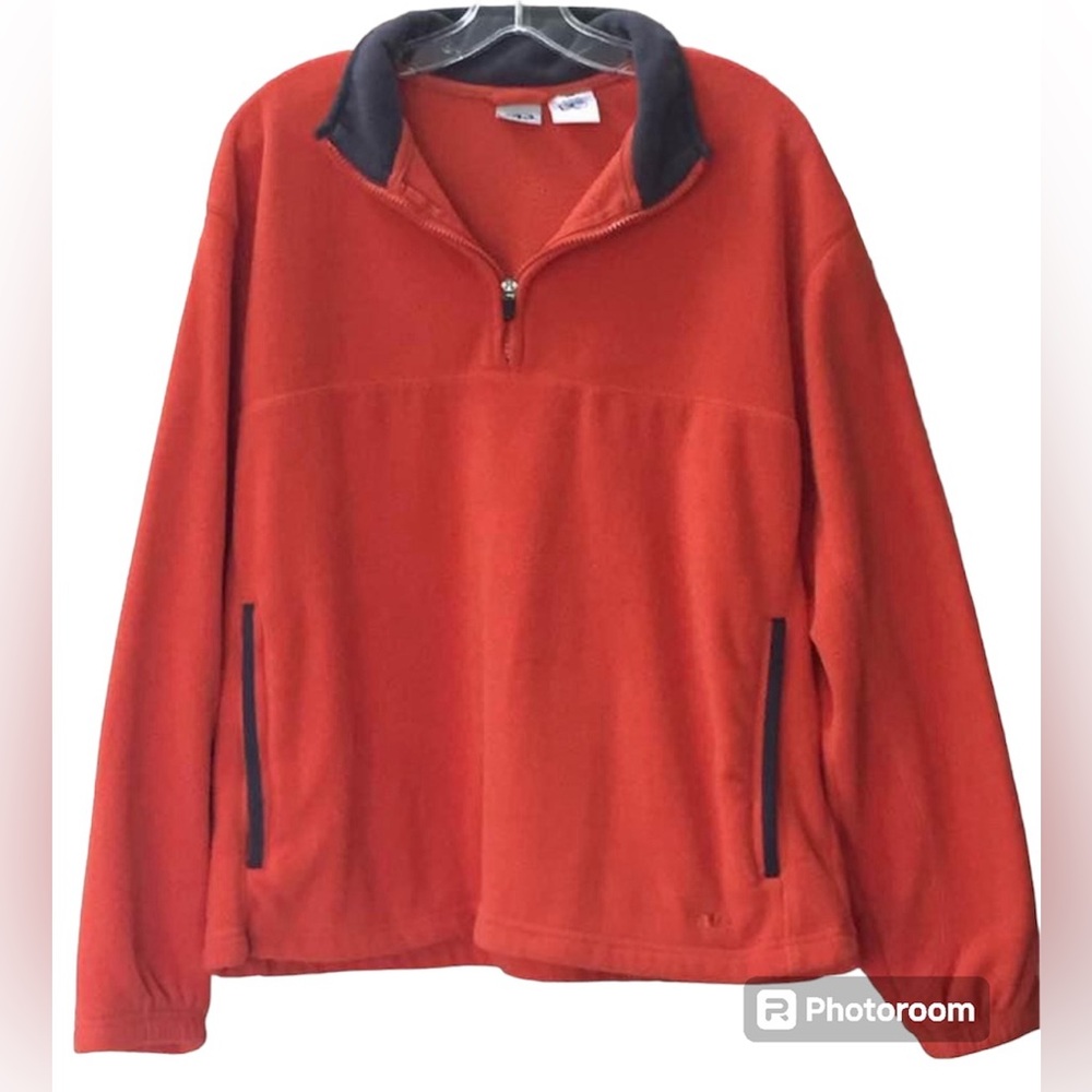 Athletic Works Fleece 1/4 Zip Pullover Orange Gray Size Medium Warm Cozy